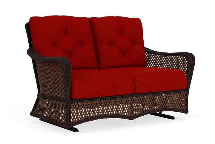 Lloyd Flanders - Grand Traverse Loveseat Glider In Caramel Finish With Partyline Lollipop Fabric - 713470362054 view 1