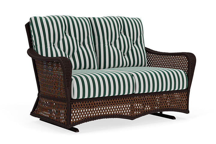 Lloyd Flanders - Grand Traverse Loveseat Glider In Caramel Finish With Safari/White Stripe Fabric - 71347036269 view 1