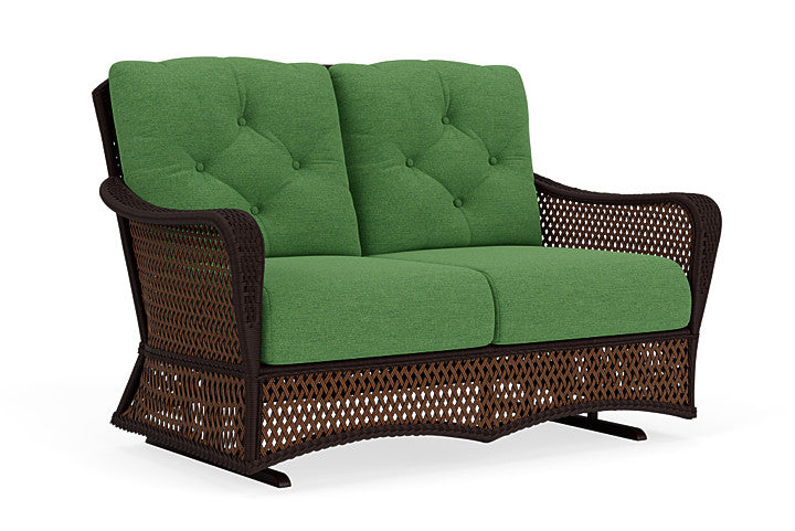 Lloyd Flanders - Grand Traverse Loveseat Glider In Caramel Finish With Seadog Botanical Fabric - 713470362066 view 1