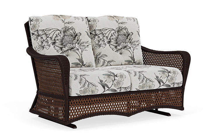 Lloyd Flanders - Grand Traverse Loveseat Glider In Caramel Finish With Serena Floral Dove Fabric - 713470362077 view 1
