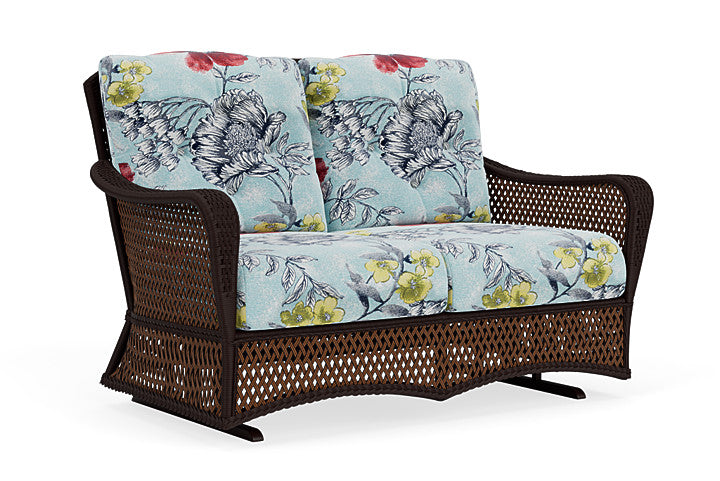 Lloyd Flanders - Grand Traverse Loveseat Glider In Caramel Finish With Serena Floral Meadow Fabric - 713470362079 view 1