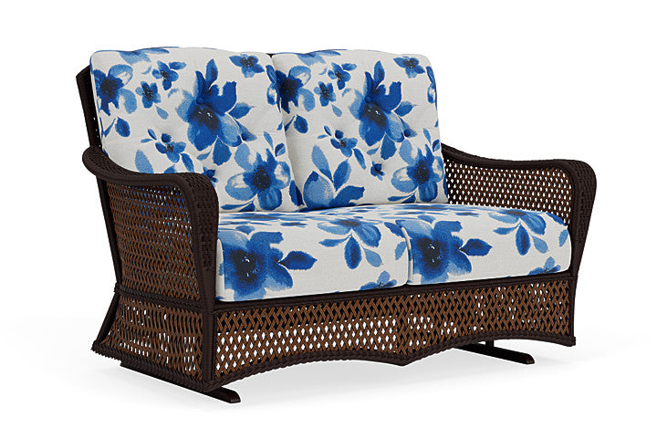 Lloyd Flanders - Grand Traverse Loveseat Glider In Caramel Finish With Watercolor Blossom Capri Fabric - 71347036672 view 1