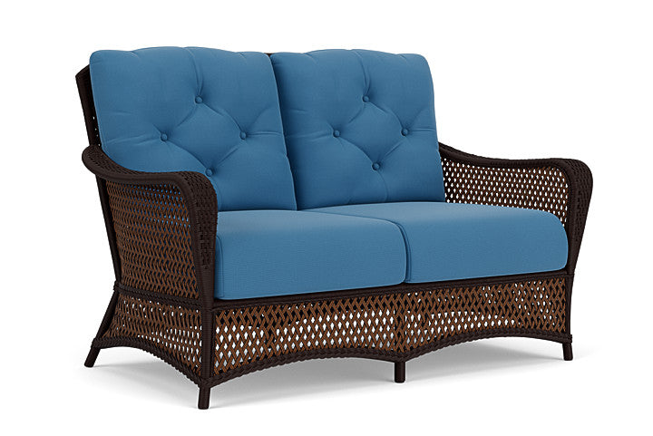 Lloyd Flanders - Grand Traverse Loveseat In Caramel Finish With Bamboo Bay Sky Fabric - 713500362007 view 1