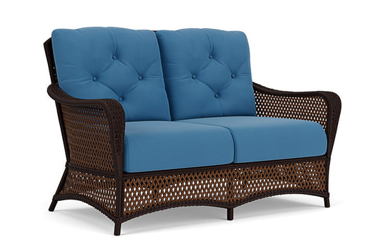 Lloyd Flanders - Grand Traverse Loveseat In Caramel Finish With Bamboo Bay Sky Fabric - 713500362007 view 1