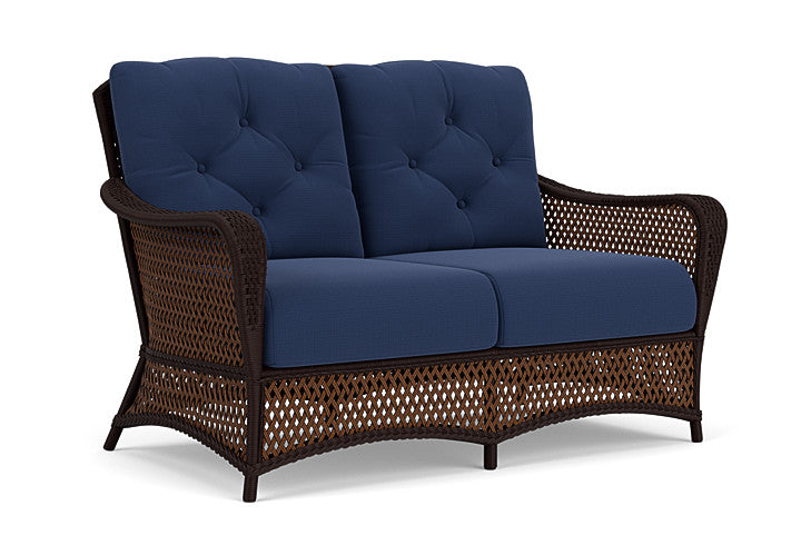Lloyd Flanders - Grand Traverse Loveseat In Caramel Finish With Beach Navy Fabric - 713500362013 view 1