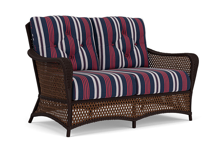 Lloyd Flanders - Grand Traverse Loveseat In Caramel Finish With Berkely Hall Navy Fabric - 713500362063 view 1