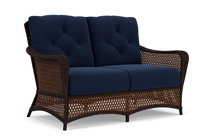 Lloyd Flanders - Grand Traverse Loveseat In Caramel Finish With Decorline Navy Fabric - 713500362019 view 1