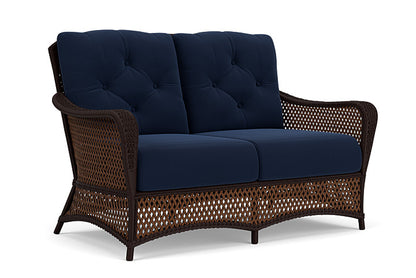 Lloyd Flanders - Grand Traverse Loveseat In Caramel Finish With Decorline Navy Fabric - 713500362019 view 1