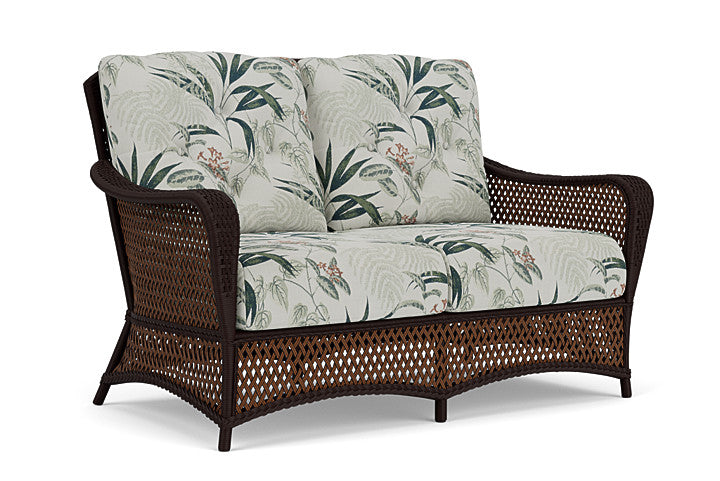 Lloyd Flanders - Grand Traverse Loveseat In Caramel Finish With Delicate Botanical Sage Fabric - 713500362075 view 1