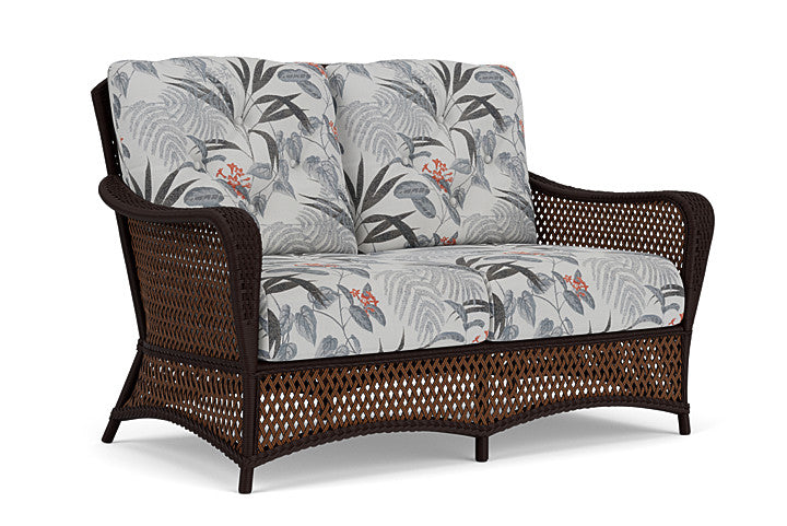 Lloyd Flanders - Grand Traverse Loveseat In Caramel Finish With Delicate Botanical Slate Fabric - 713500362076 view 1
