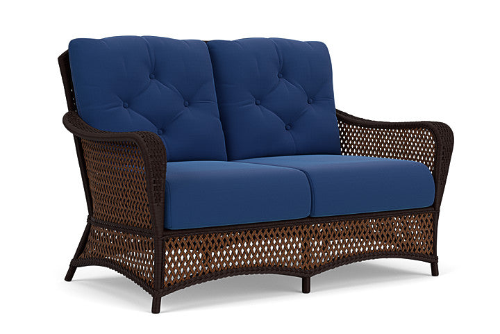 Lloyd Flanders - Grand Traverse Loveseat In Caramel Finish With Flagship Lapis Fabric - 713500361813 view 1