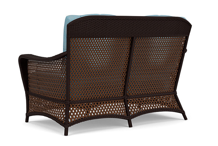 Lloyd Flanders - Grand Traverse Loveseat In Caramel Finish With Leeds Light Blue Fabric - 713500362058 view 2