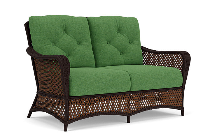 Lloyd Flanders - Grand Traverse Loveseat In Caramel Finish With Seadog Botanical Fabric - 713500362066 view 1
