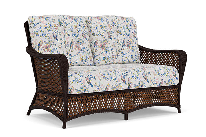 Lloyd Flanders - Grand Traverse Loveseat In Caramel Finish With Whimsical Bird Song Fabric - 713500362080 view 1
