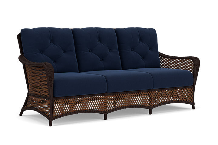 Lloyd Flanders - Grand Traverse Sofa In Caramel Finish With Decorline Navy Fabric - 713550362019 view 1