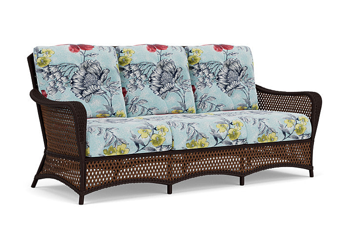 Lloyd Flanders - Grand Traverse Sofa In Caramel Finish With Serena Floral Meadow Fabric - 713550362079 view 1