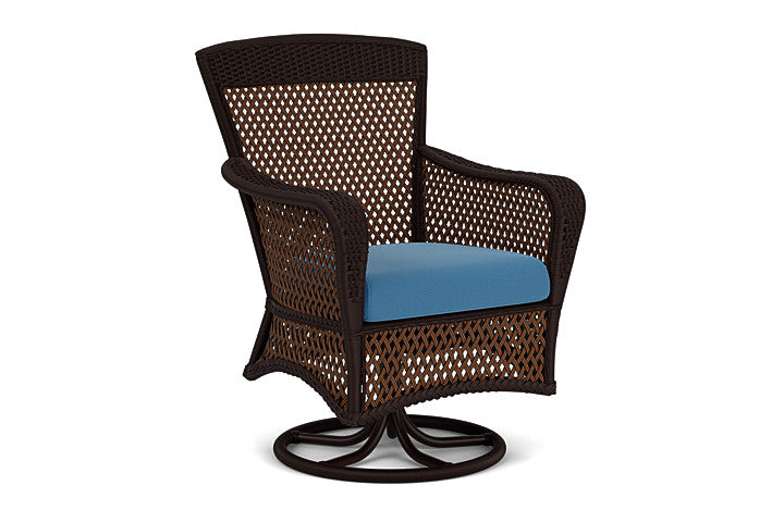 Lloyd Flanders - Grand Traverse Swivel Dining Armchair In Caramel Finish With Bamboo Bay Sky Fabric - 713810362007 view 1