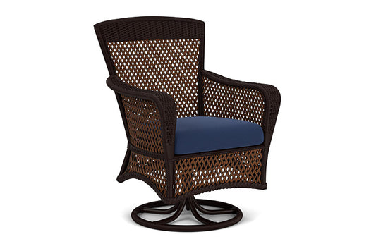 Lloyd Flanders - Grand Traverse Swivel Dining Armchair In Caramel Finish With Beach Navy Fabric - 713810362013 view 1