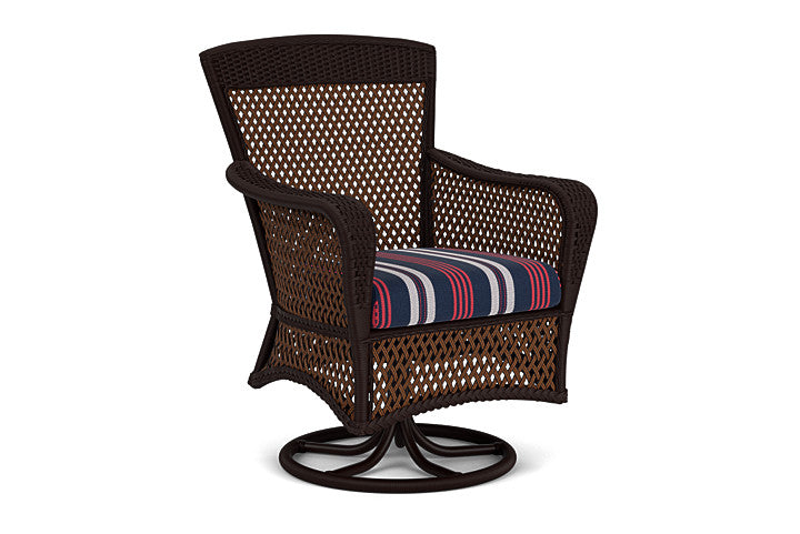 Lloyd Flanders - Grand Traverse Swivel Dining Armchair In Caramel Finish With Berkely Hall Navy Fabric - 713810362063 view 1