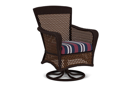 Lloyd Flanders - Grand Traverse Swivel Dining Armchair In Caramel Finish With Berkely Hall Navy Fabric - 713810362063 view 1