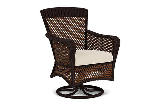 Lloyd Flanders - Grand Traverse Swivel Dining Armchair In Caramel Finish With Callen Pearl Fabric - 713810362021 view 1