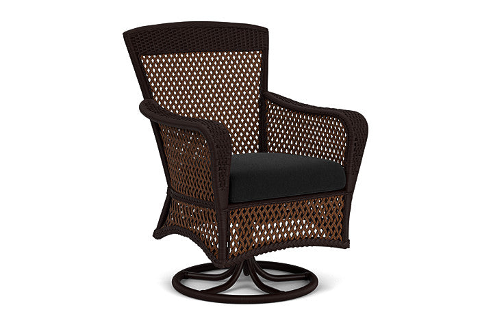 Lloyd Flanders - Grand Traverse Swivel Dining Armchair In Caramel Finish With Canvas Black Fabric - 71381036157 view 1