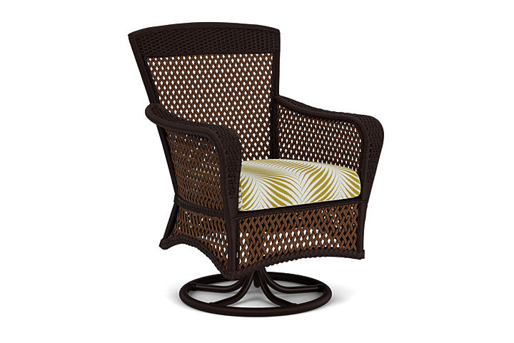 Lloyd Flanders - Grand Traverse Swivel Dining Armchair In Caramel Finish With Clock Out Dew Fabric - 713810362083 view 1