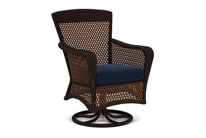 Lloyd Flanders - Grand Traverse Swivel Dining Armchair In Caramel Finish With Decorline Navy Fabric - 713810362019 view 1