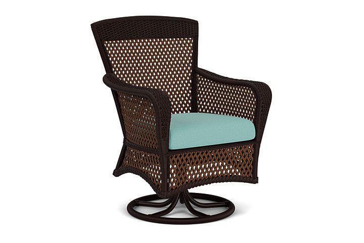 Lloyd Flanders - Grand Traverse Swivel Dining Armchair In Caramel Finish With Fife Aruba Fabric - 71381036748 view 1