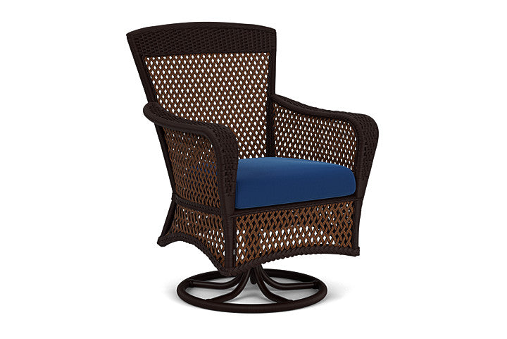 Lloyd Flanders - Grand Traverse Swivel Dining Armchair In Caramel Finish With Flagship Lapis Fabric - 713810361813 view 1