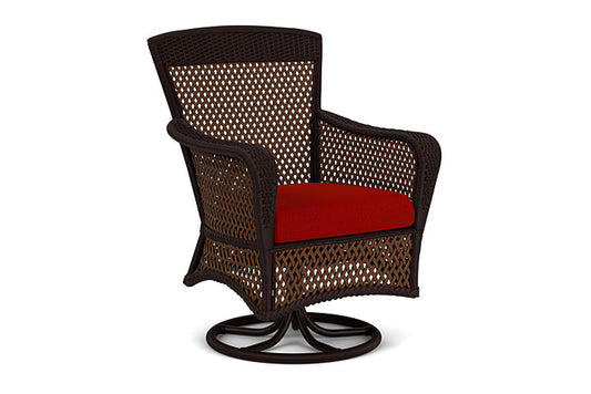 Lloyd Flanders - Grand Traverse Swivel Dining Armchair In Caramel Finish With Partyline Lollipop Fabric - 713810362054 view 1