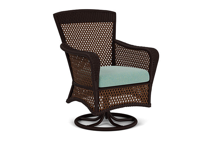 Lloyd Flanders - Grand Traverse Swivel Dining Armchair In Caramel Finish With Pavian Pool Fabric - 713810362045 view 1