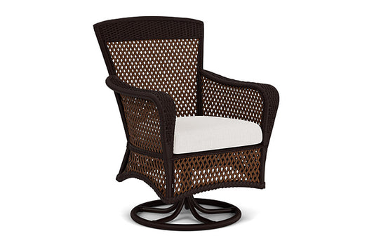 Lloyd Flanders - Grand Traverse Swivel Dining Armchair In Caramel Finish With Reflections Snow Fabric - 713810362014 view 1