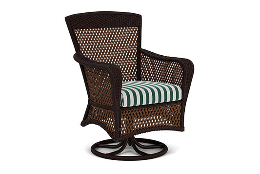 Lloyd Flanders - Grand Traverse Swivel Dining Armchair In Caramel Finish With Safari/White Stripe Fabric - 71381036269 view 1