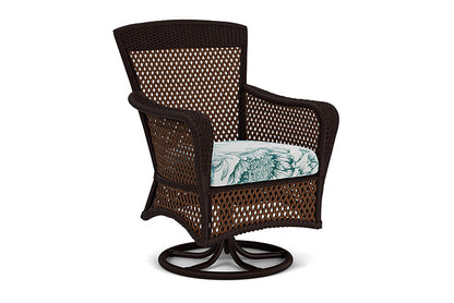 Lloyd Flanders - Grand Traverse Swivel Dining Armchair In Caramel Finish With Serena Floral Mist Fabric - 713810362078 view 1