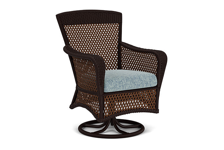 Lloyd Flanders - Grand Traverse Swivel Dining Armchair In Caramel Finish With Serene Ocean Fabric - 713810362032 view 1