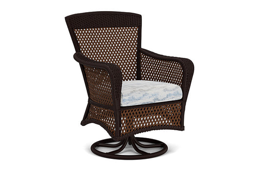 Lloyd Flanders - Grand Traverse Swivel Dining Armchair In Caramel Finish With Stratosphere Cloud Fabric - 713810361966 view 1
