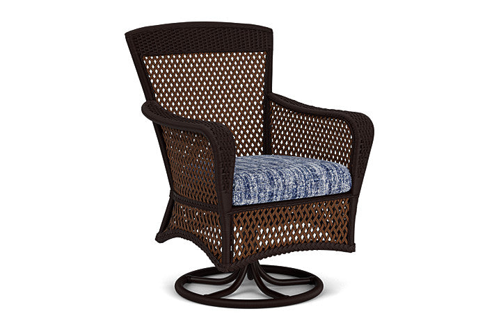 Lloyd Flanders - Grand Traverse Swivel Dining Armchair In Caramel Finish With Visions Cobalt Fabric - 71381036683 view 1