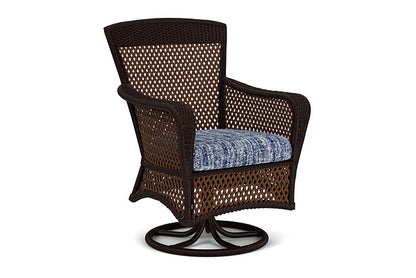 Lloyd Flanders - Grand Traverse Swivel Dining Armchair In Caramel Finish With Visions Cobalt Fabric - 71381036683 view 1