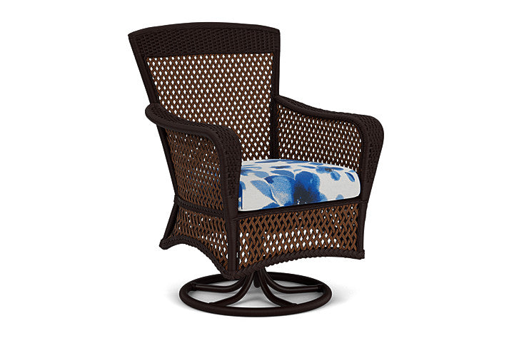 Lloyd Flanders - Grand Traverse Swivel Dining Armchair In Caramel Finish With Watercolor Blossom Capri Fabric - 71381036672 view 1