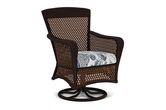 Lloyd Flanders - Grand Traverse Swivel Dining Armchair In Caramel Finish With Wayfarer Mist Fabric - 713810362074 view 1