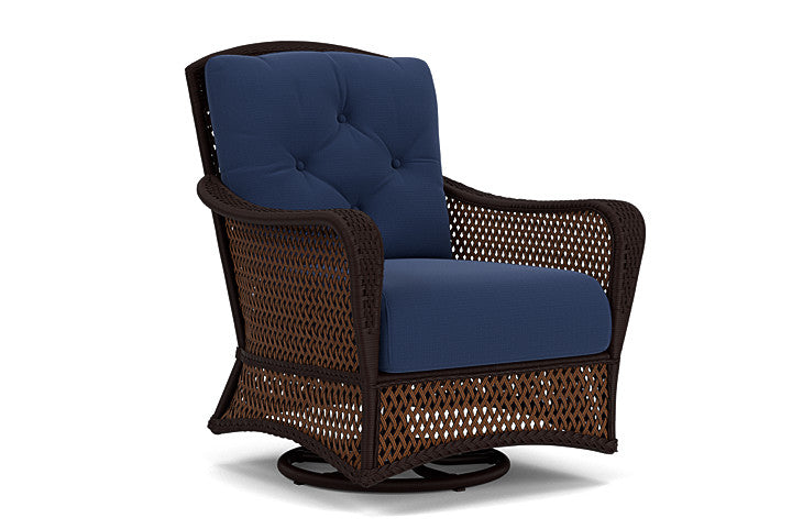 Lloyd Flanders - Grand Traverse Swivel Glider Lounge Chair In Caramel Finish With Beach Navy Fabric - 713910362013 view 1