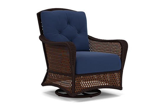 Lloyd Flanders - Grand Traverse Swivel Glider Lounge Chair In Caramel Finish With Beach Navy Fabric - 713910362013 view 1