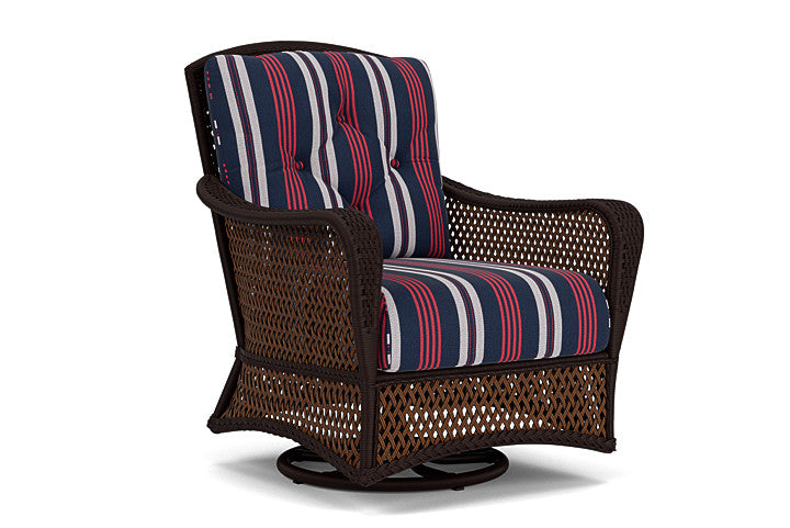 Lloyd Flanders - Grand Traverse Swivel Glider Lounge Chair In Caramel Finish With Berkely Hall Navy Fabric - 713910362063 view 1