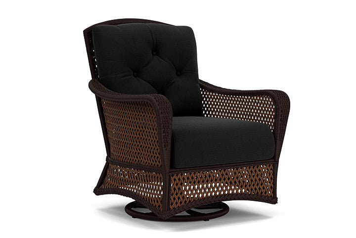 Lloyd Flanders - Grand Traverse Swivel Glider Lounge Chair In Caramel Finish With Canvas Black Fabric - 71391036157 view 1