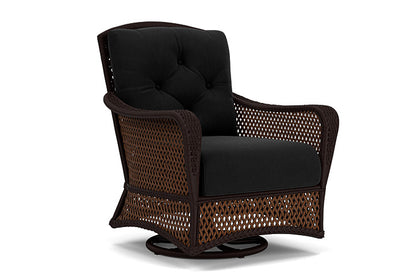 Lloyd Flanders - Grand Traverse Swivel Glider Lounge Chair In Caramel Finish With Canvas Black Fabric - 71391036157 view 1