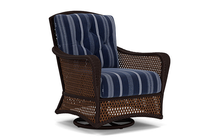 Lloyd Flanders - Grand Traverse Swivel Glider Lounge Chair In Caramel Finish With Consider Indigo Fabric - 713910361969 view 1
