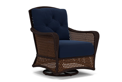 Lloyd Flanders - Grand Traverse Swivel Glider Lounge Chair In Caramel Finish With Decorline Navy Fabric - 713910362019 view 1
