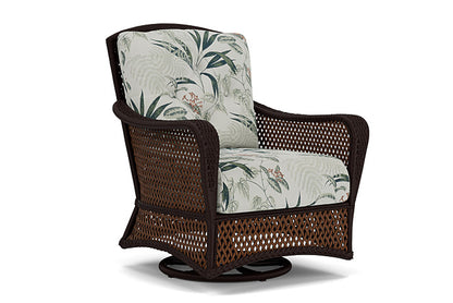 Lloyd Flanders - Grand Traverse Swivel Glider Lounge Chair In Caramel Finish With Delicate Botanical Sage Fabric - 713910362075 view 1