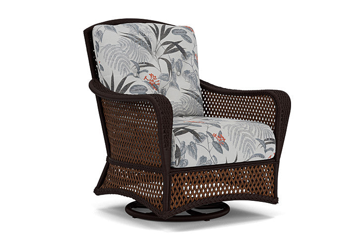 Lloyd Flanders - Grand Traverse Swivel Glider Lounge Chair In Caramel Finish With Delicate Botanical Slate Fabric - 713910362076 view 1